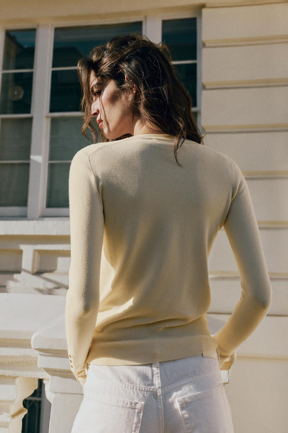 ZARA БАЗОВЫЙ ОДНОТОННЫЙ СВИТЕР, ЭКРЮ