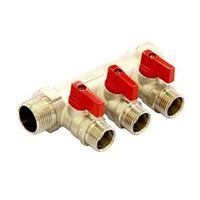 Коллектор с отсекающими кранами 3/4" 3 выхода 1/2" НР HLV