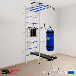 Шведская стенка Sv Sport 5662 (Турник рукоход/Брусья/Стойка/Скамья/Канат/Трапеция/Цепь/Мешок 22кг)