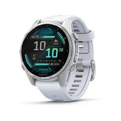 Fenix 8 - 43 мм, AMOLED (серебристый корпус, белый ремешок)