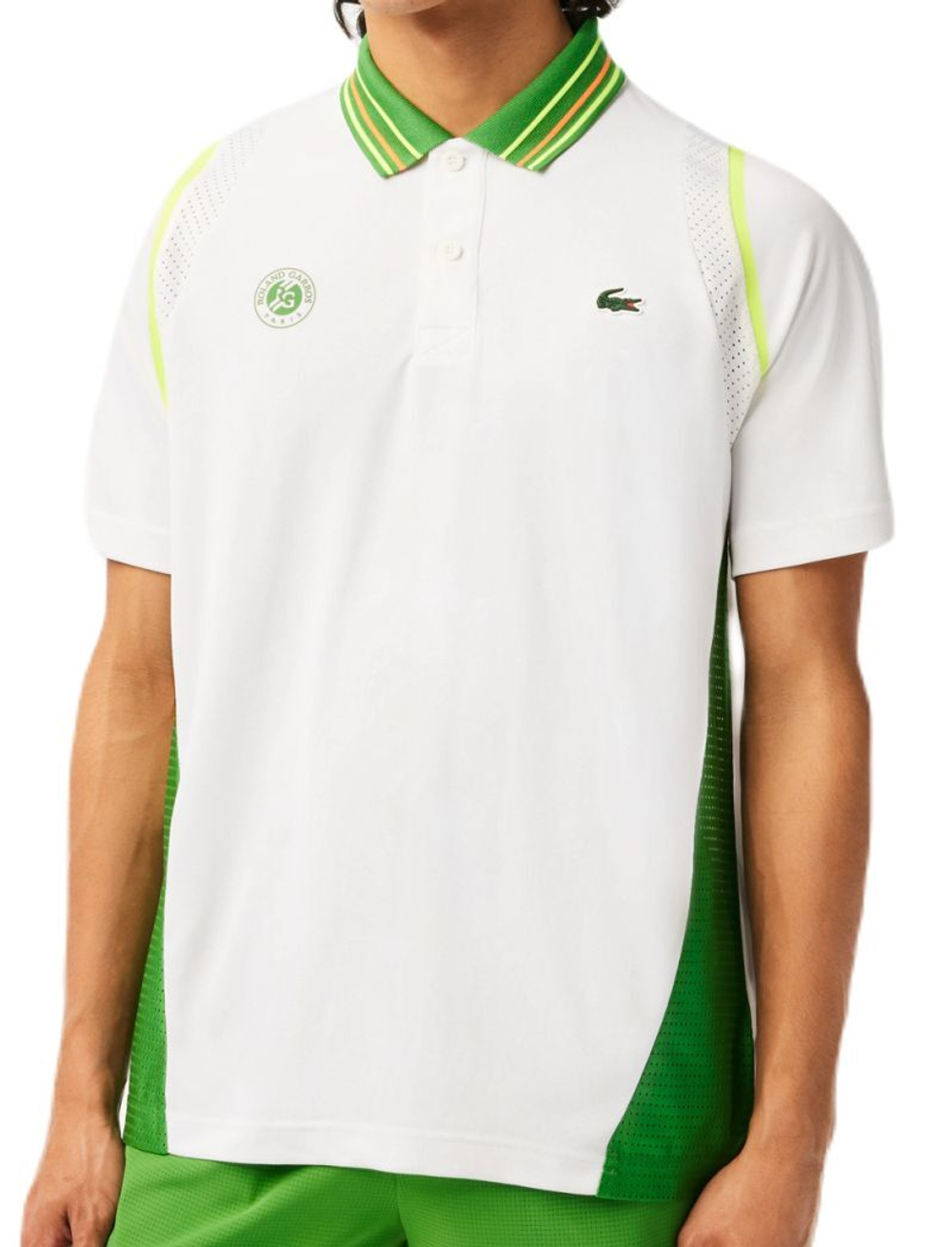Мужское теннисное поло Lacoste Sport Roland Garros Edition Ultra-Dry Two Tone Polo Shirt - белый