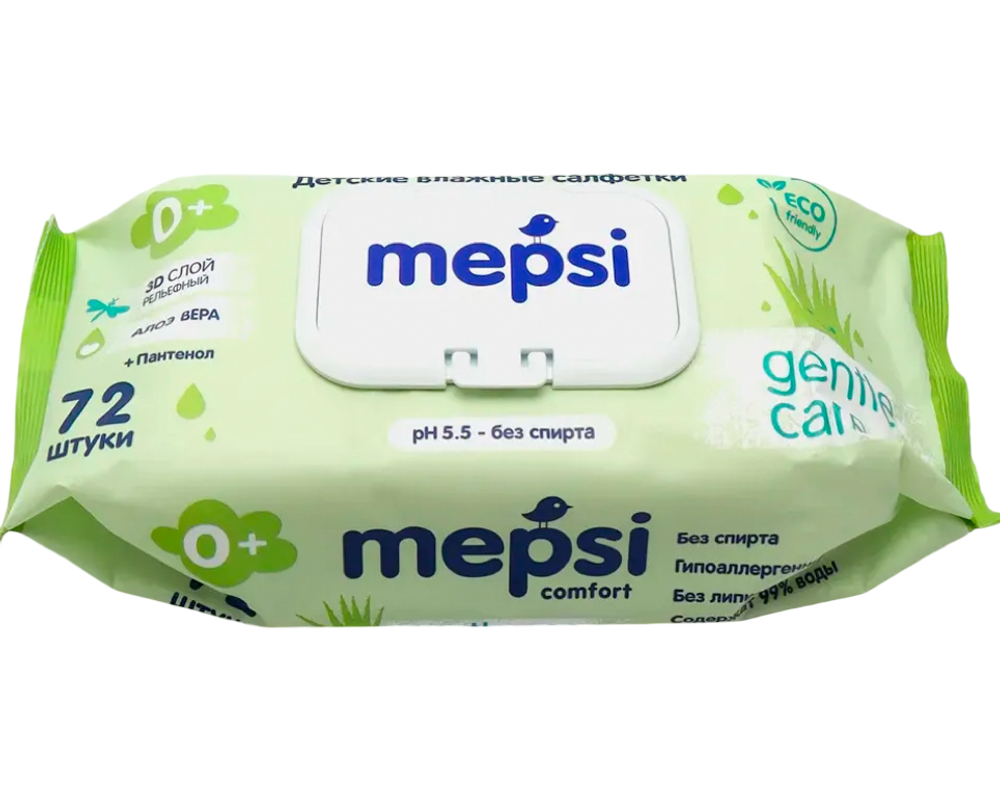 Влажные салфеткм Алоэ вера Детские Mepsi 72 шт 0158