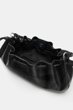 ZARA УДЛИНЕННАЯ СУМКА СО СБОРКАМИ, ЧЕРНЫЙ