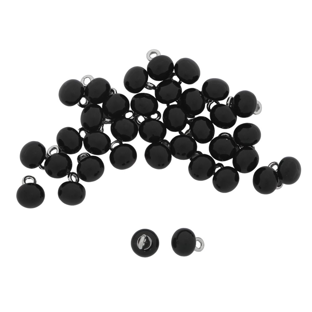 Пуговицы на ножке 13L=8 мм, жемчужина, пластик/металл (Black (черный)), GE01, 32 шт