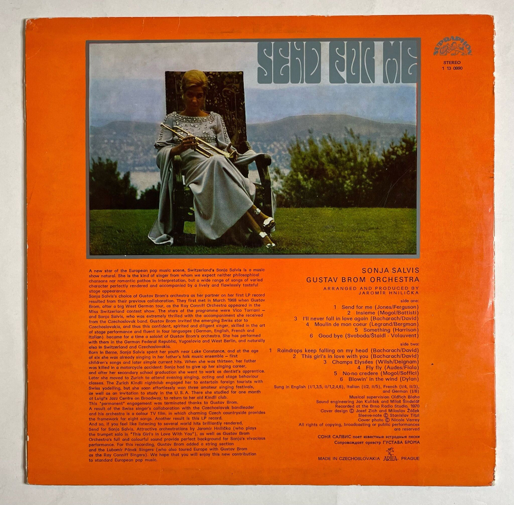 Винтажная виниловая пластинка LP Sonja Salvis, Gustav Brom Orchestra Send For Me (Чехословакия 1972)