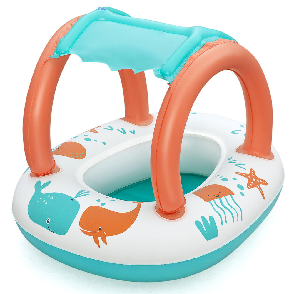 BESTWAY Лодочка для малышей COMFORT PLUSH с солнцезащитным тентом, 84x67 см, от 3 лет, 34203