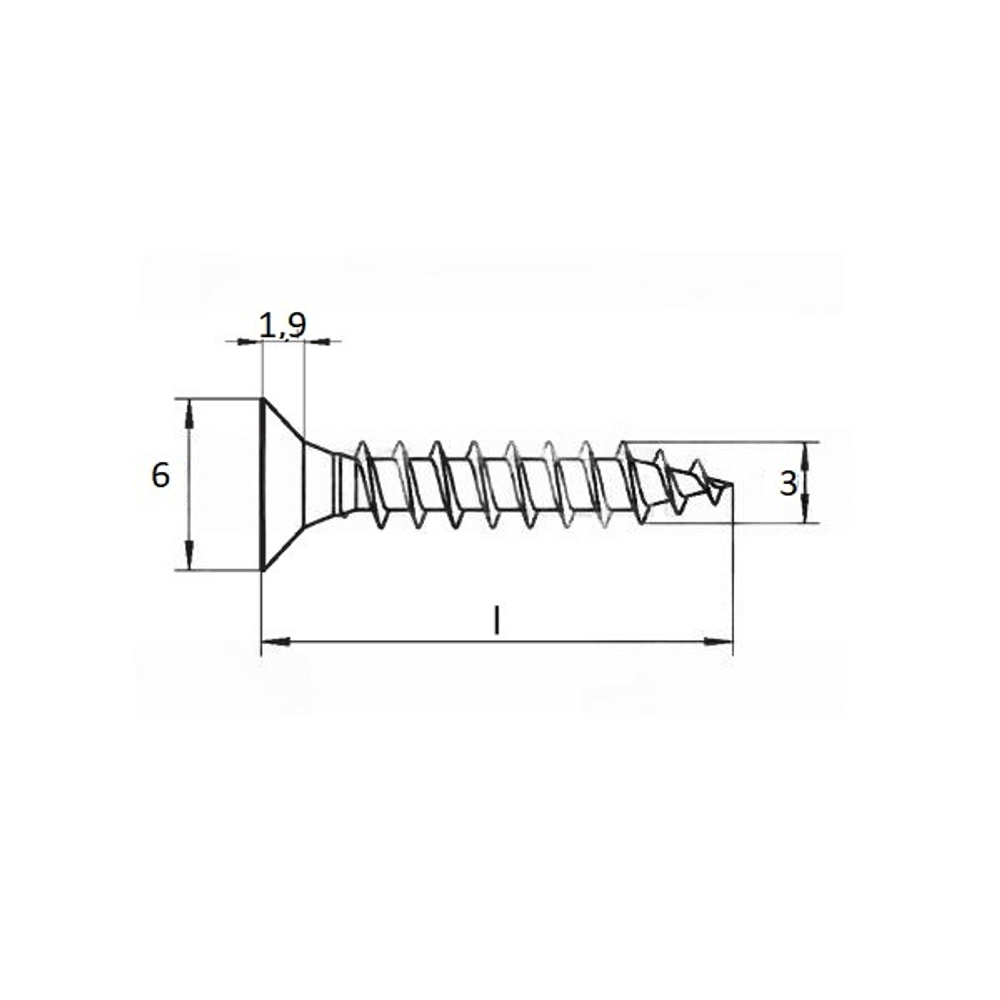 Шуруп АРТ 9050 А2 3,0х40 PZ с потайной головкой, шлиц крест в упак 200 шт