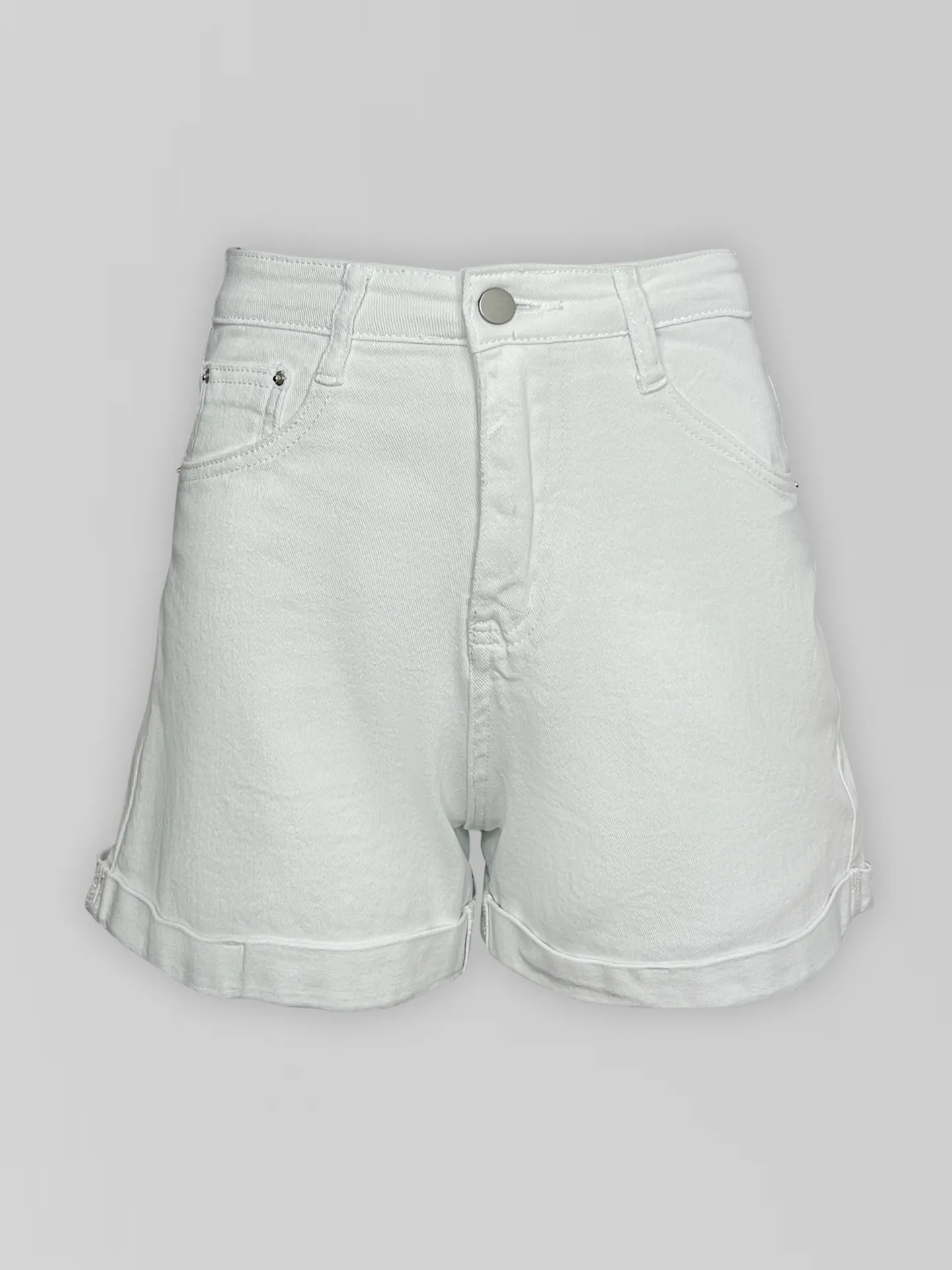 Джинсовые шорты Denim 7035 однотонные с подворотами