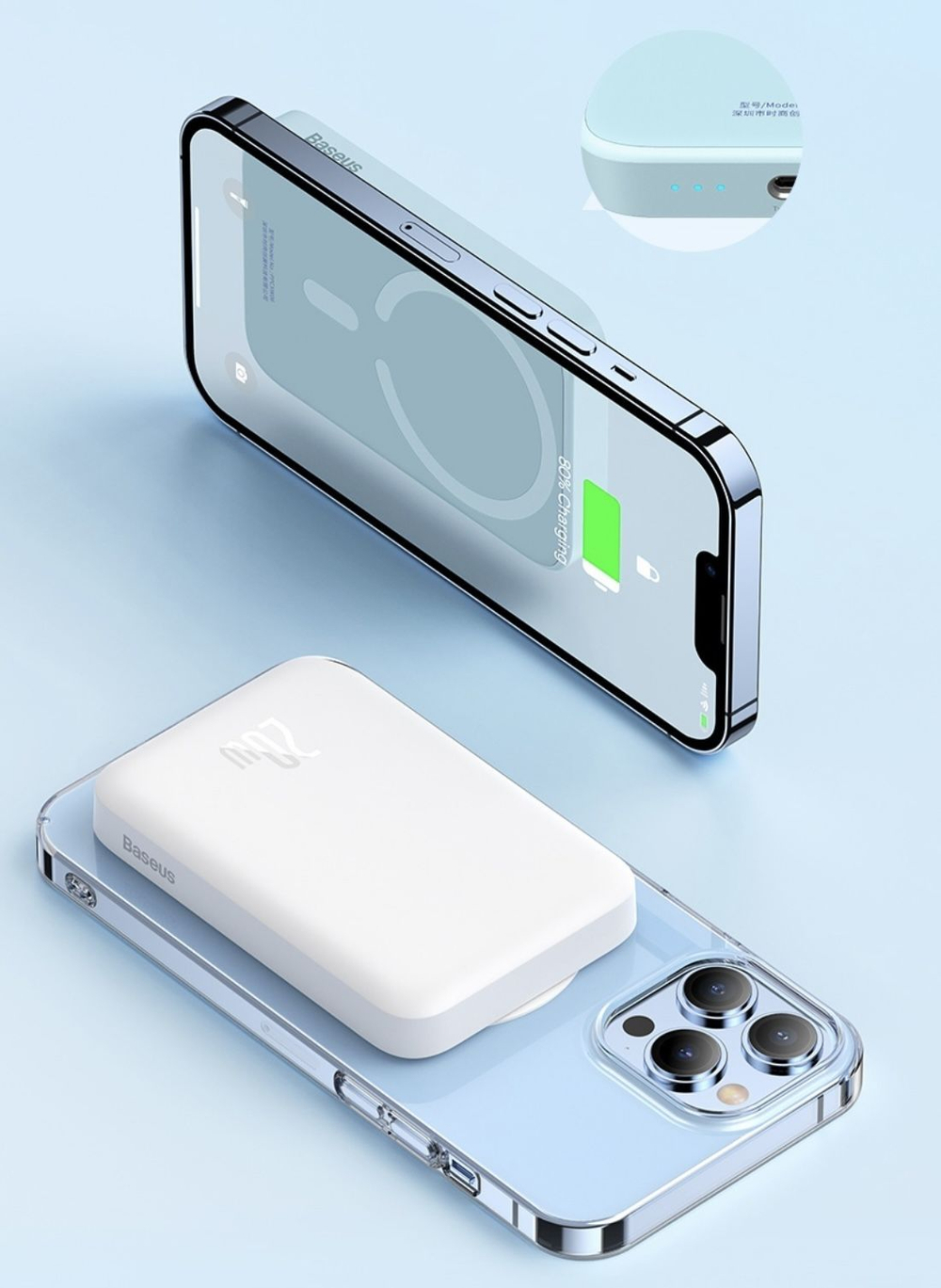 Внешний аккумулятор с магнитом повербанк Power Bank 6000mAh 20W MagSafe BASEUS