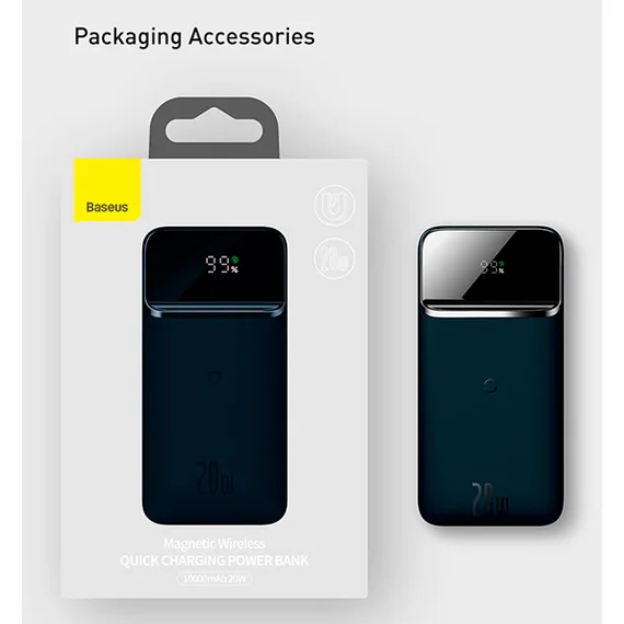 Baseus PPMT-02 Внешний аккумулятор Magnetic Wireless Charging 10000mAh белый