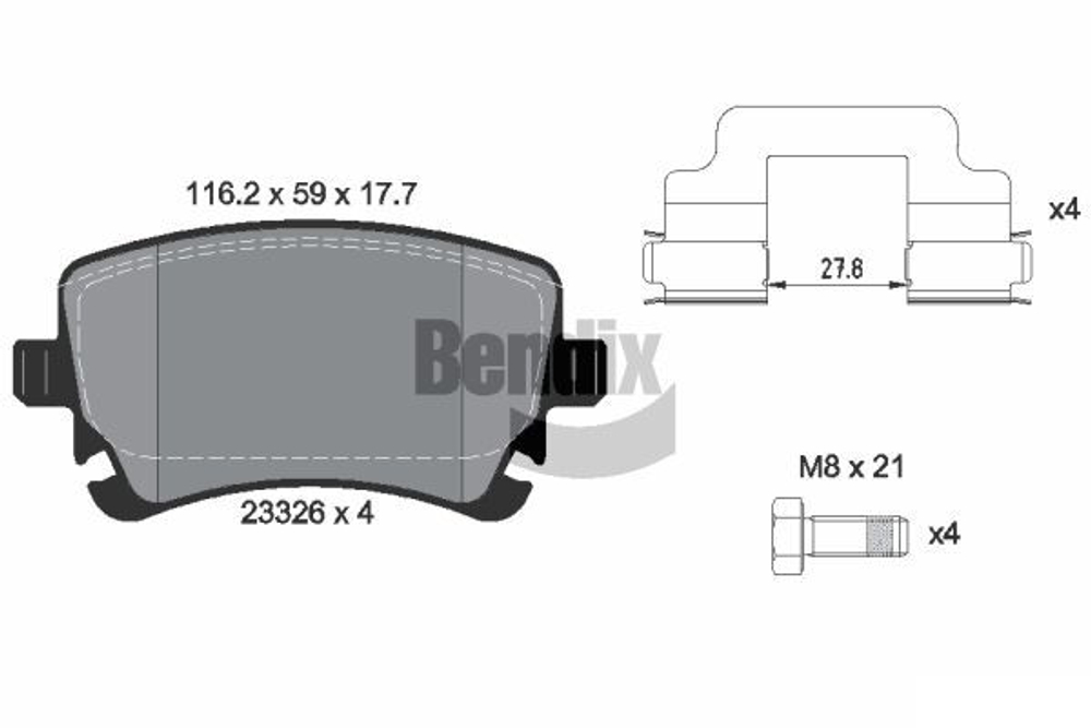 BENDIX Braking - BPD1286-BEN - Brake Pad Set, disc brake