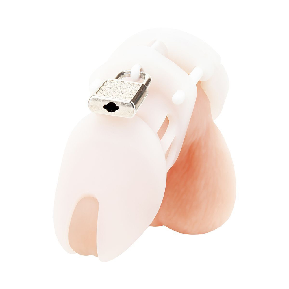 Белая клетка целомудрия Silicone Chastity Cage (Цвет: белый)