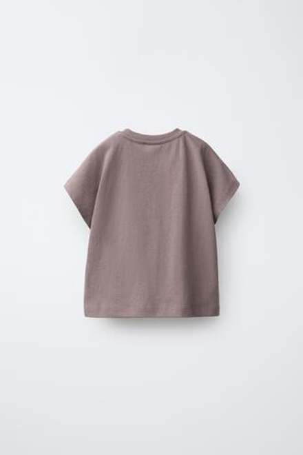 ZARA ОДНОТОННАЯ ФУТБОЛКА, СЕРОВАТО-КОРИЧНЕВЫЙ