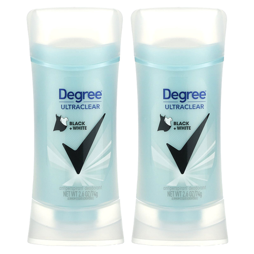Degree, UltraClear, черный + белый, дезодорант-антиперспирант, 2 шт. в упаковке, 74 г (2,6 унции)