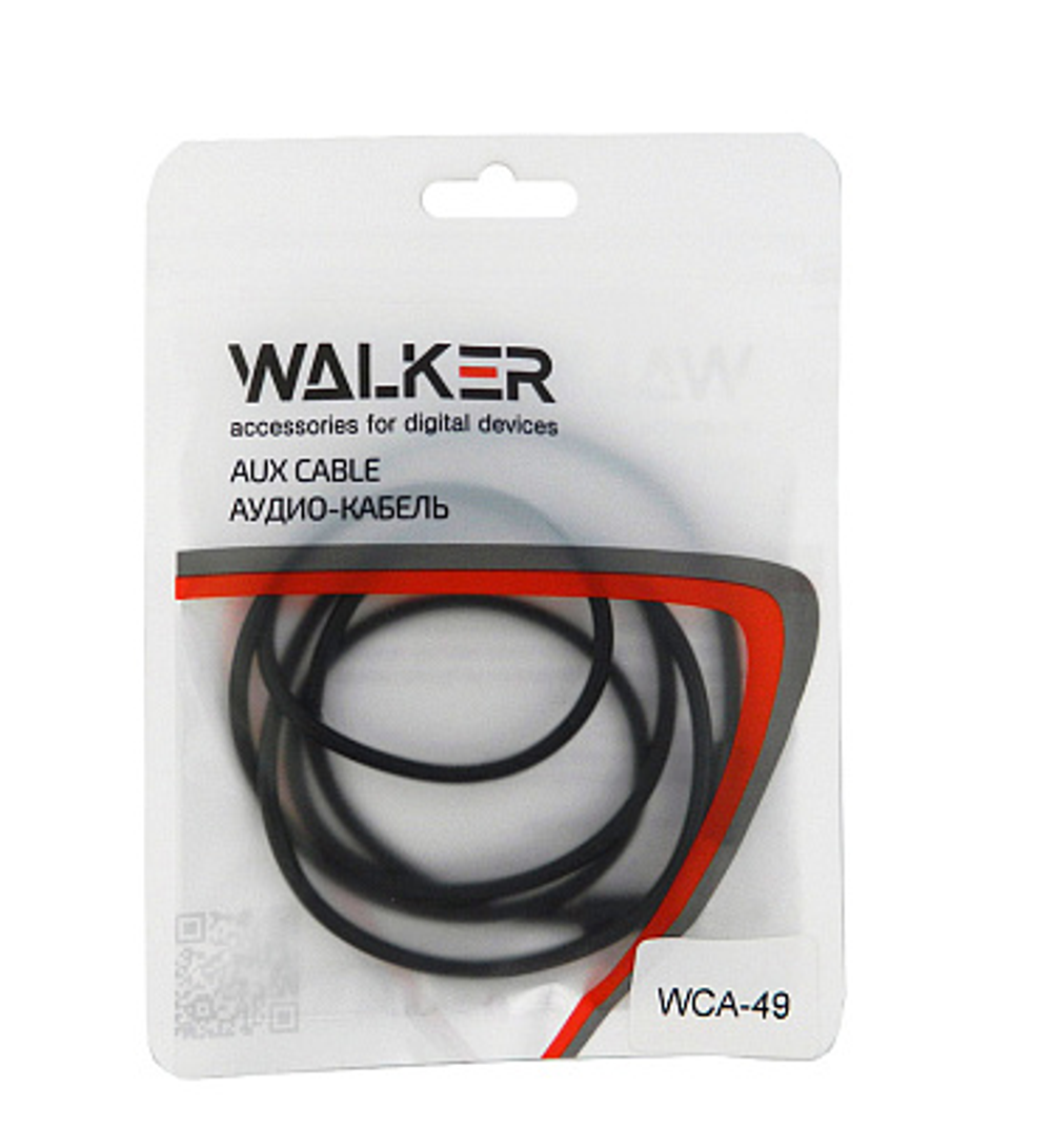 Кабель AUX WALKER WCA-049, 3.5мм, четырехконтактный, в пакете, черный