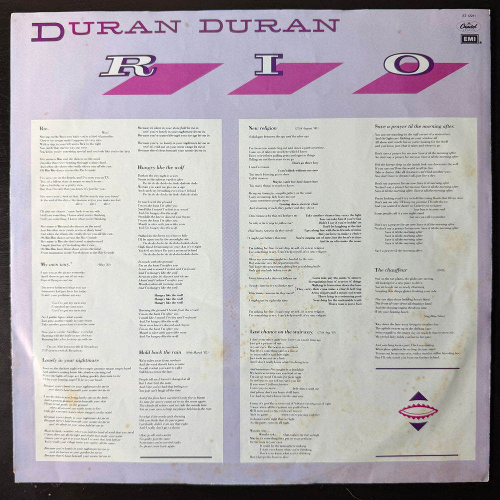 Duran Duran ‎– Rio (США 1982г.)