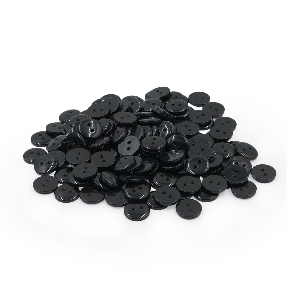 Пуговицы 2 прокола 20L=12.5 мм, супатные, пластик (s.black (черный глянец)), 144 шт