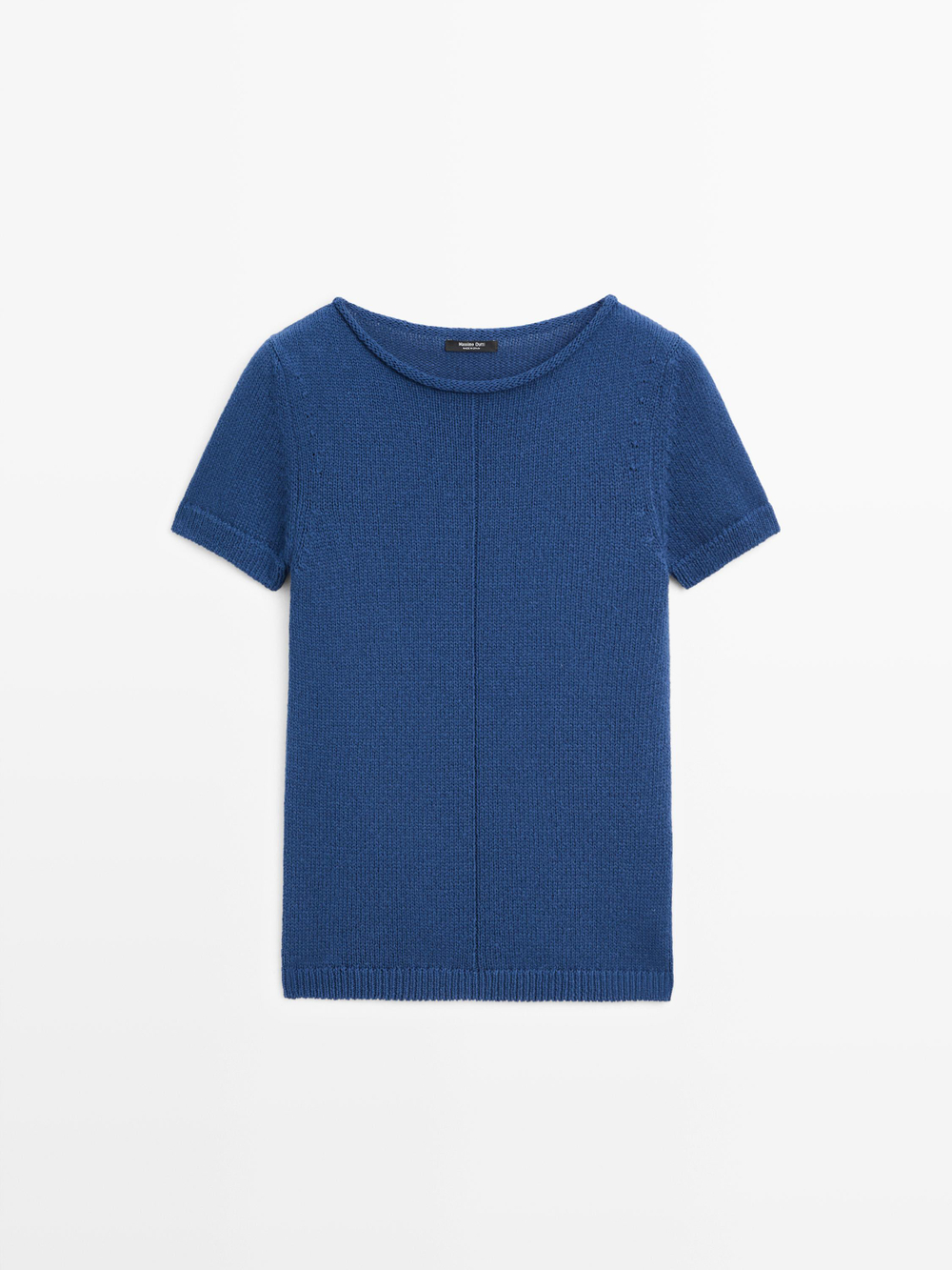 Massimo Dutti Свитер из смесового хлопка с короткими рукавами, светло-синий
