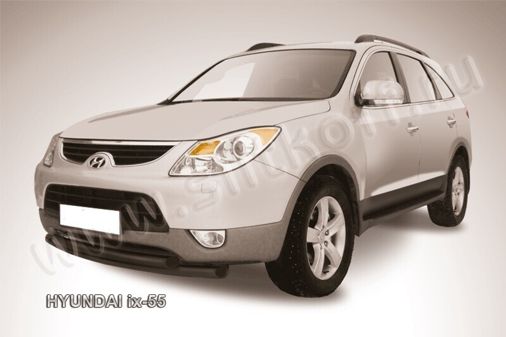 Защита переднего бампера (нержавейка) Hyundai ix-55 (2008-2013) d57+d57 (черный)
