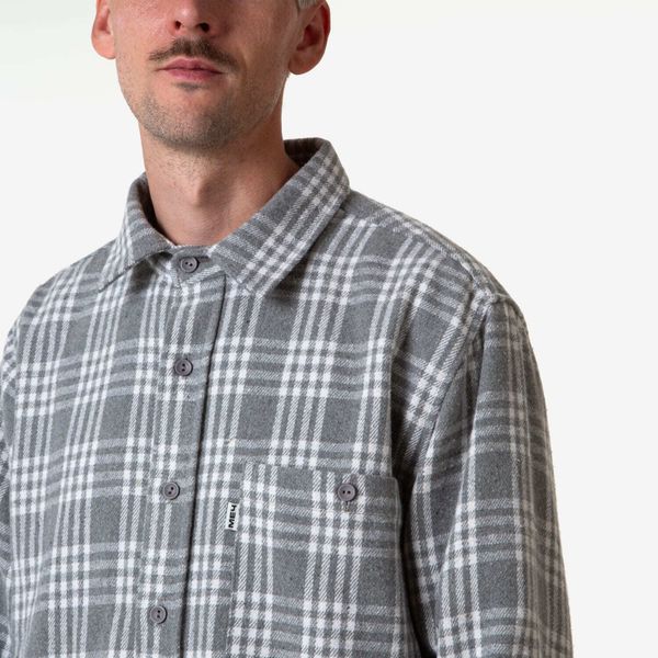Рубашка Plaid Flannel серо-белая - фото 4