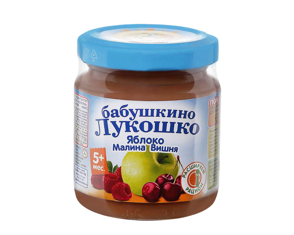 Пюре Бабушкино Лукошко 100 г Яблоко малина вишня