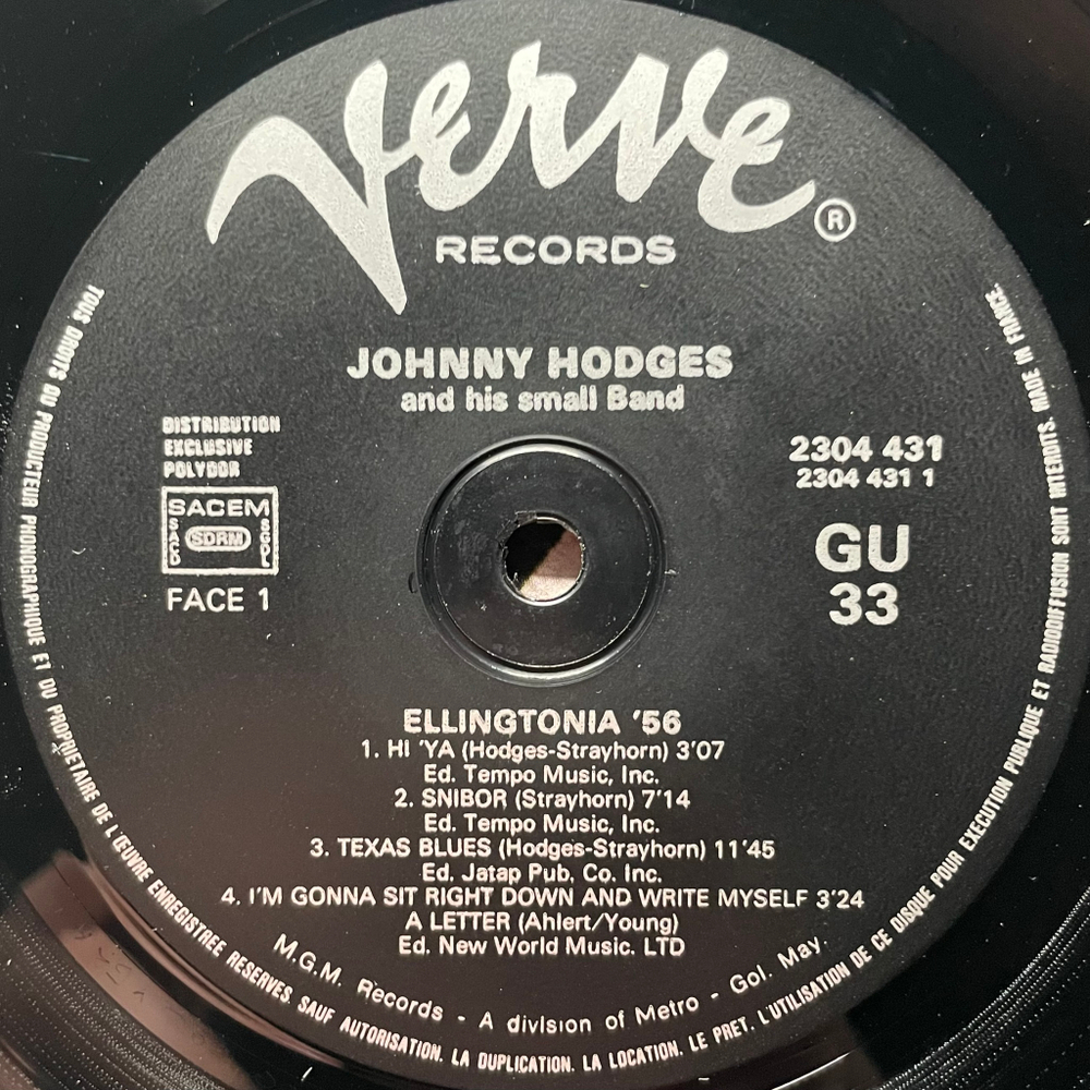 Johnny Hodges ‎– Ellingtonia '56 (Франция 1980г.)