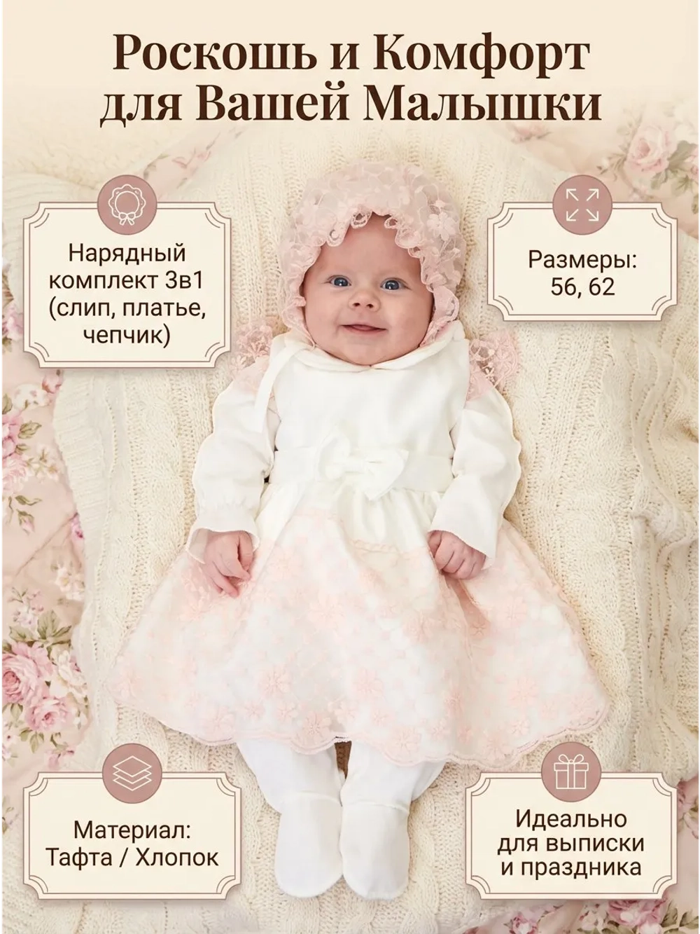 Платье для новорожденных девочек