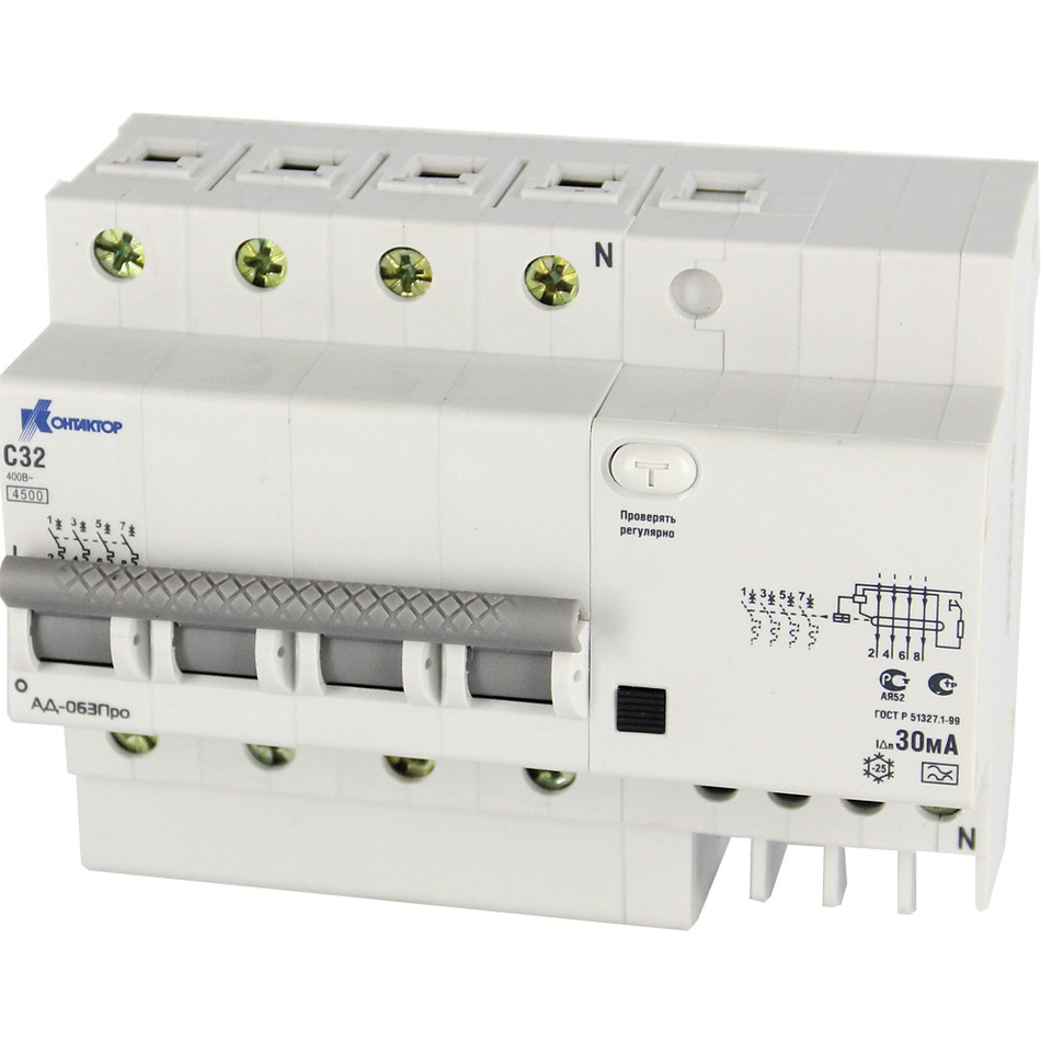 АВДТ Контактор (Legrand) АД-063Про, 4P, 40А, Idn-30mA, тип А