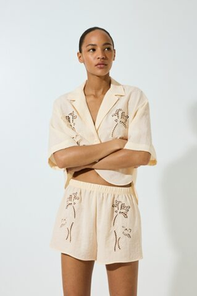 Шорты с цветочной вышивкой - H&M