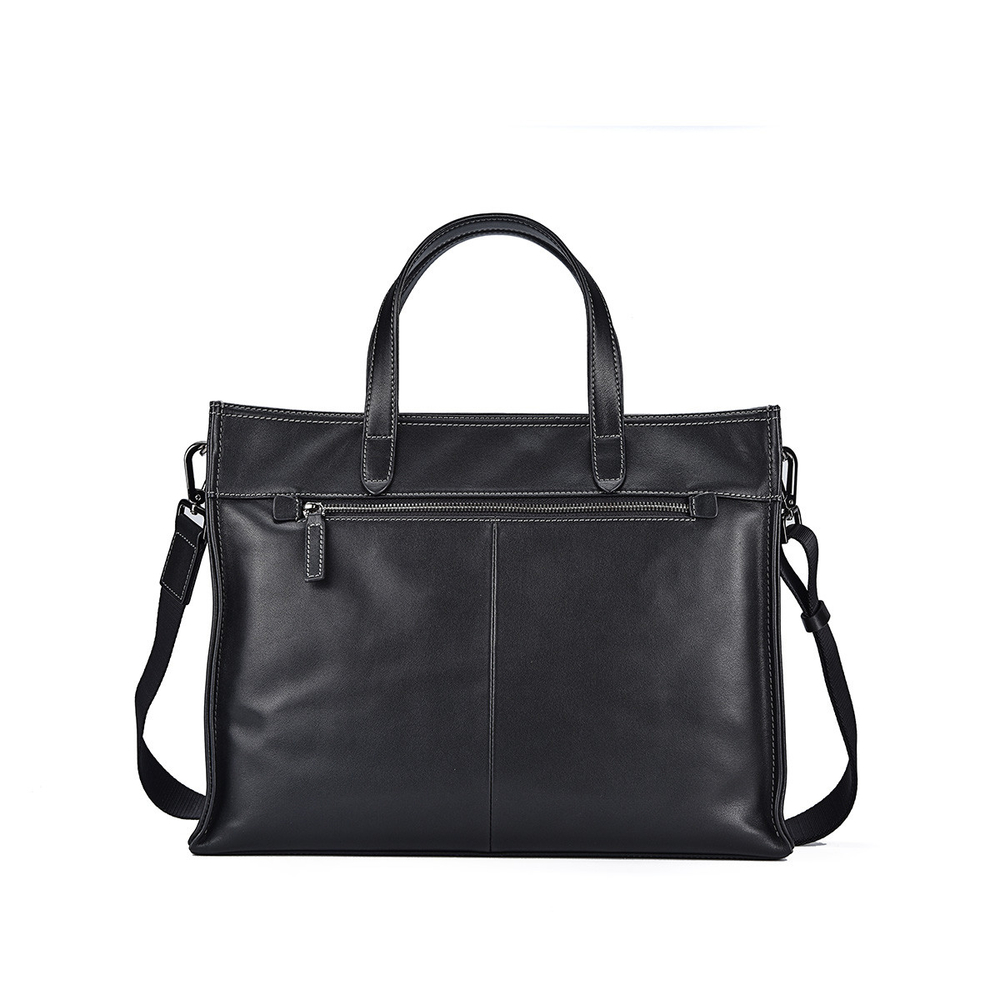 Hush Puppies Vegetable Tanned Top Grain Cow Leather Handbag Briefcase Large Men"s Black