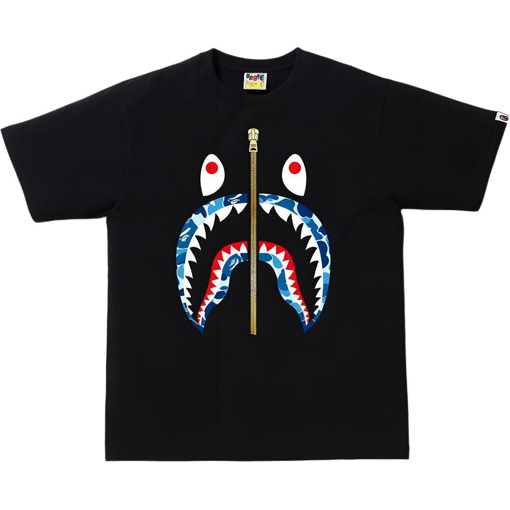 A Bathing Ape Bathing Ape Zip Shark Short Sleeve Футболка черный синий