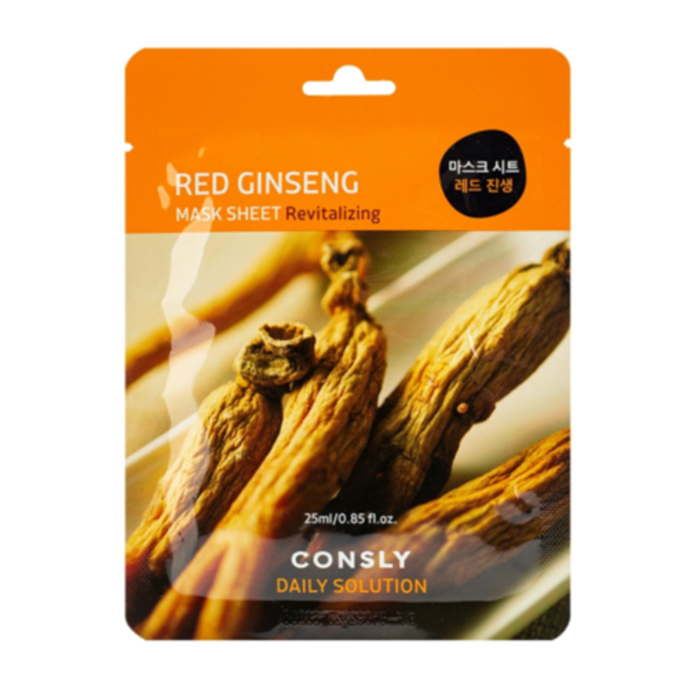 Consly Маска тканевая с экстрактом красного женьшеня - daily solution red ginseng mask sheet, 25мл