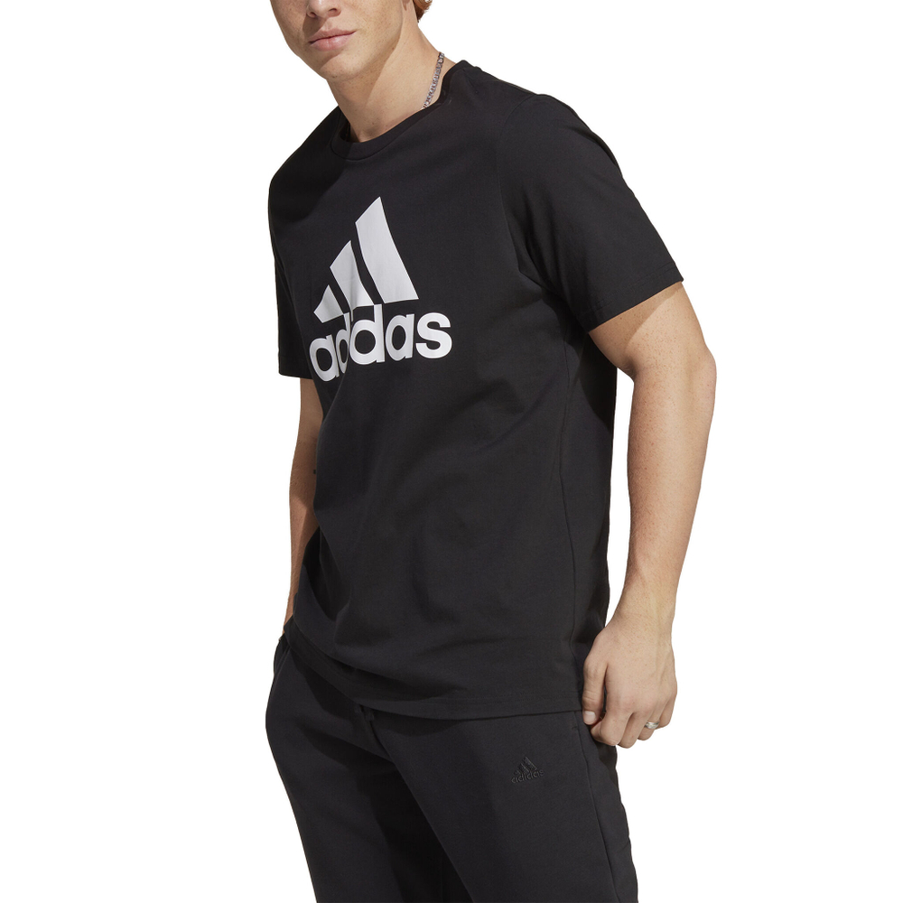 Мужское теннисное поло adidas Essentials Single Jersey Big Logo T-Shirt Men - Black, White