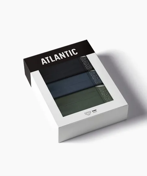 Мужские трусы (3шт) слипы спорт Atlantic 3MP-213, бамбук, зеленый + черный + сине-зеленый