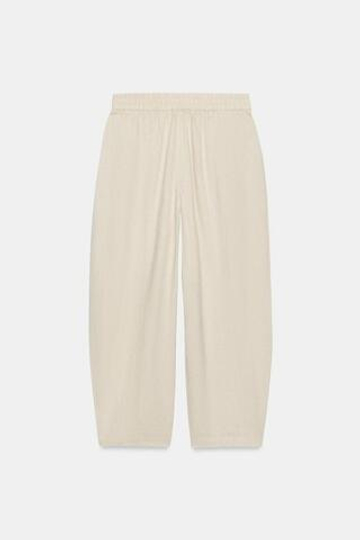 ZARA БРЮКИ BARREL ИЗ ЛЬНА, СВЕТЛО-БЕЖЕВЫЙ