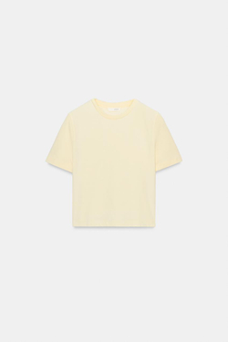 ZARA УКОРОЧЕННАЯ ФУТБОЛКА ИЗ ЭЛАСТИЧНОЙ ТКАНИ, СВЕТЛО-ЖЕЛТЫЙ