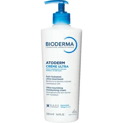 Крем Ультра для увлажнения нормальной и сухой кожи лица и тела Bioderma Atoderm 500 мл