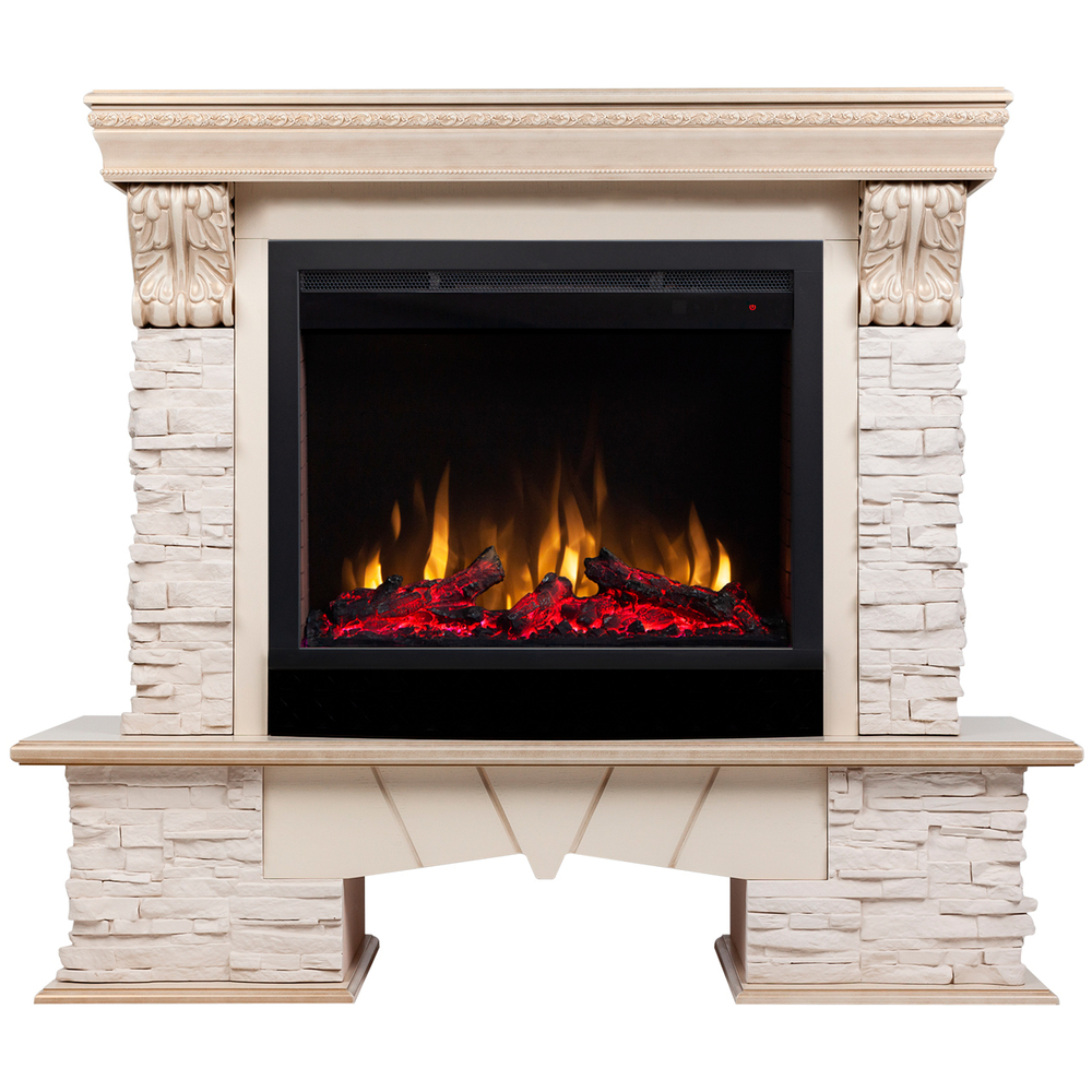Каминокомплект Real Flame Rockland Lux 25/25,5 WT с очагом Saphir 25,5