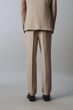 ZARA КОСТЮМНЫЕ БРЮКИ SLIM FIT, ПЕСОЧНЫЙ МЕЛАНЖ