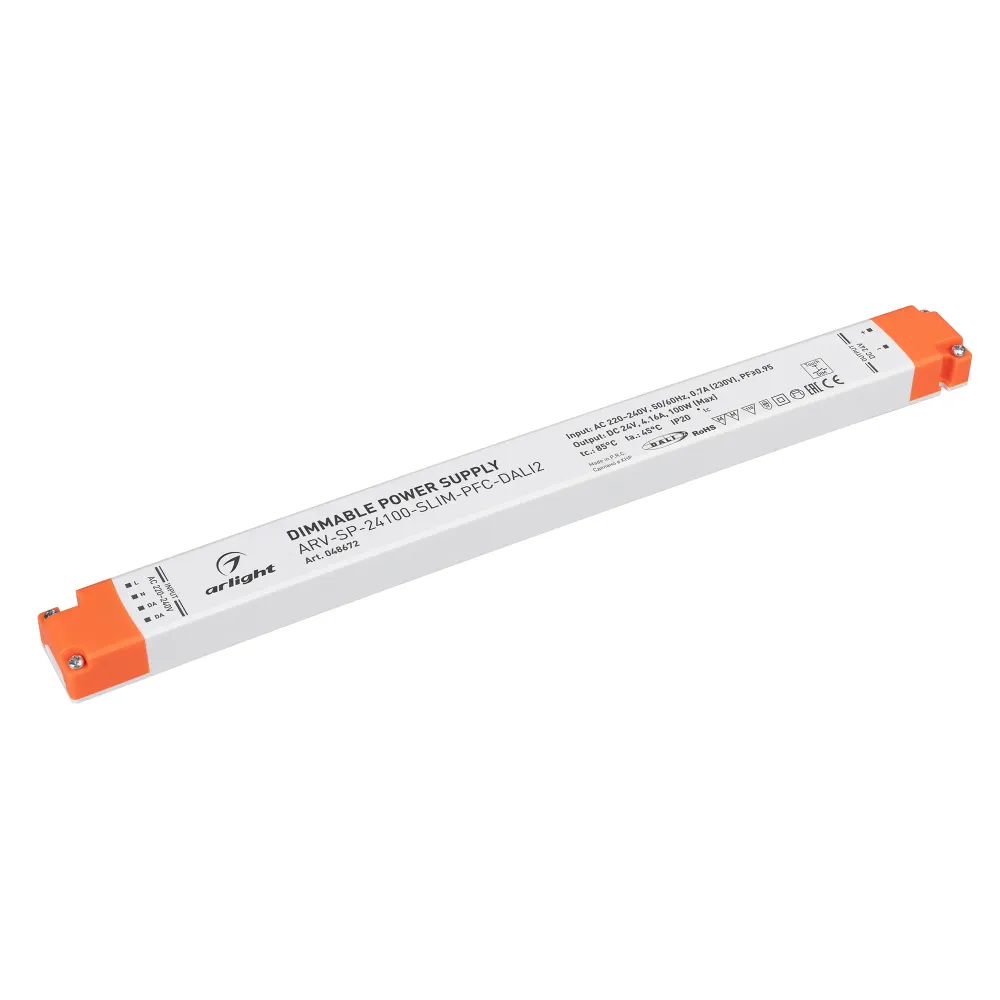 Блок питания ARV-SP-24100-SLIM-PFC-DALI2 (24V, 4.16A, 100W) (Arlight, IP20 Пластик, 5 лет) Блок питания ARV-SP-24100-SLIM-PFC-DALI2 (24V, 4.16A, 100W) (Arlight, IP20 Пластик, 5 лет)