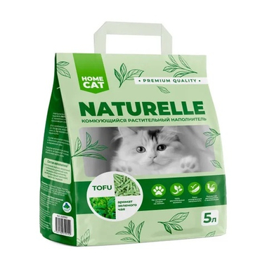 Наполнитель HomeCat Naturelle комкующийся растительный Зеленый чай для кошек 5 л