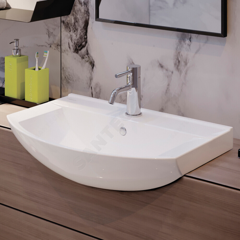 Умывальник мебельный Best 65 1 отверстие под смеситель по центру белый Sanita Luxe WB.FN/Best/65-C/WHT.G/S1