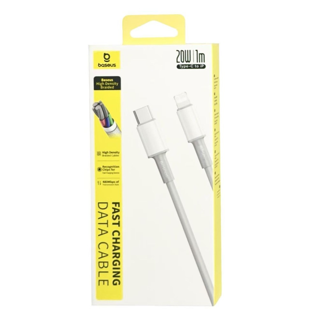 Кабель-зарядка Type-C на Lightning Baseus High Density Braided 20W 1м (CATLGD-02) белый