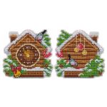 Набор для вышивания нитками Овен, Ёлочная игрушка. Новогодние часы 9х8,7см
