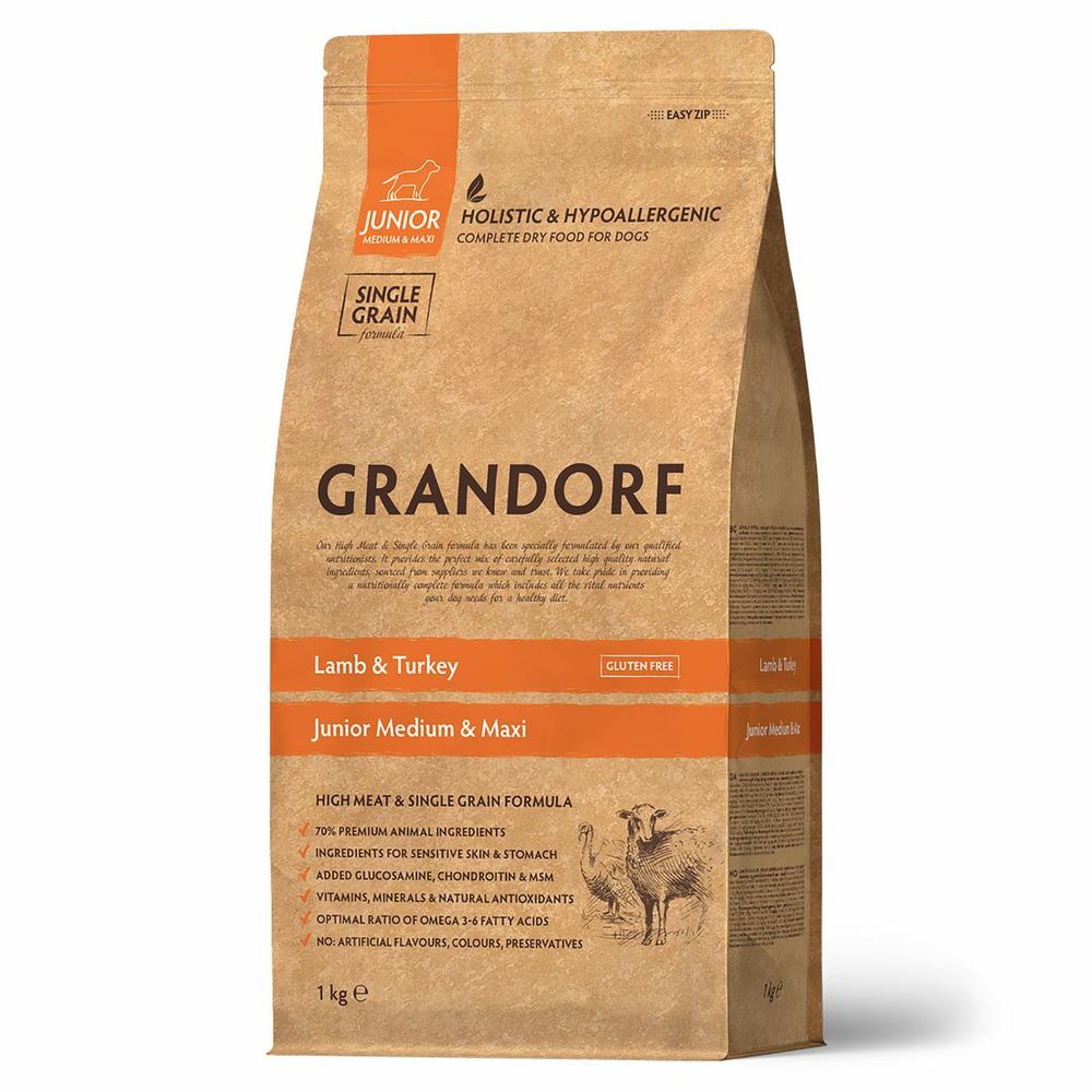 Сухой корм Grandorf Adult Medium для взрослых собак средних и крупных пород ягненок с индейкой 1 кг