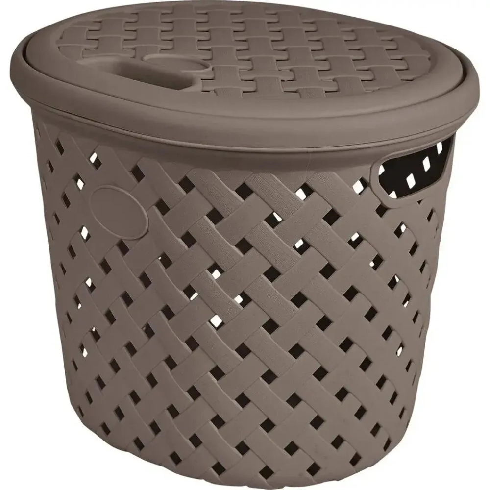 Корзина для белья Plast Team Rattan 14л 325х280 мм шоколадный мокко
