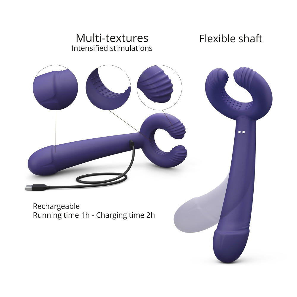 Темно-синий вибратор для пар Please Me Multi Vibrator (Цвет: темно-синий)