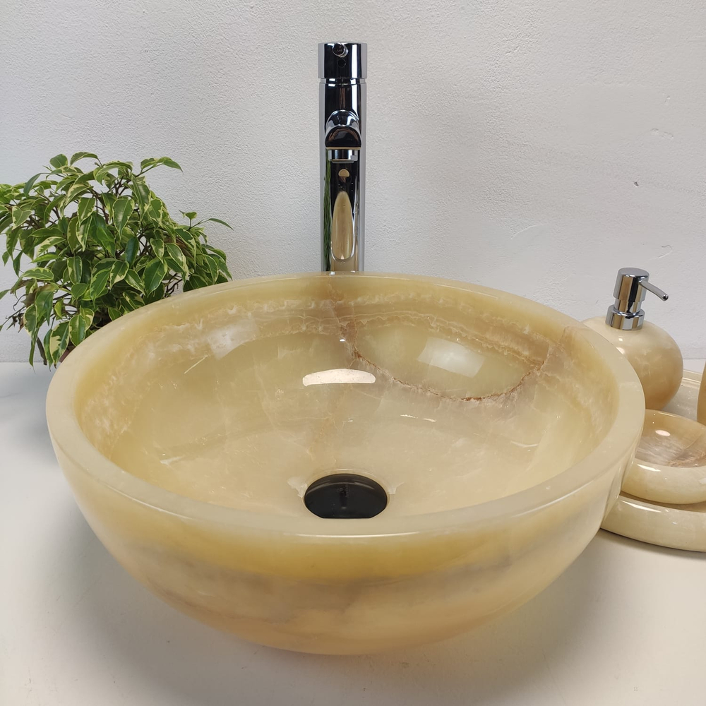 Раковина из оникса Bowl Yellow BO-61090 40x40x15 из натурального камня