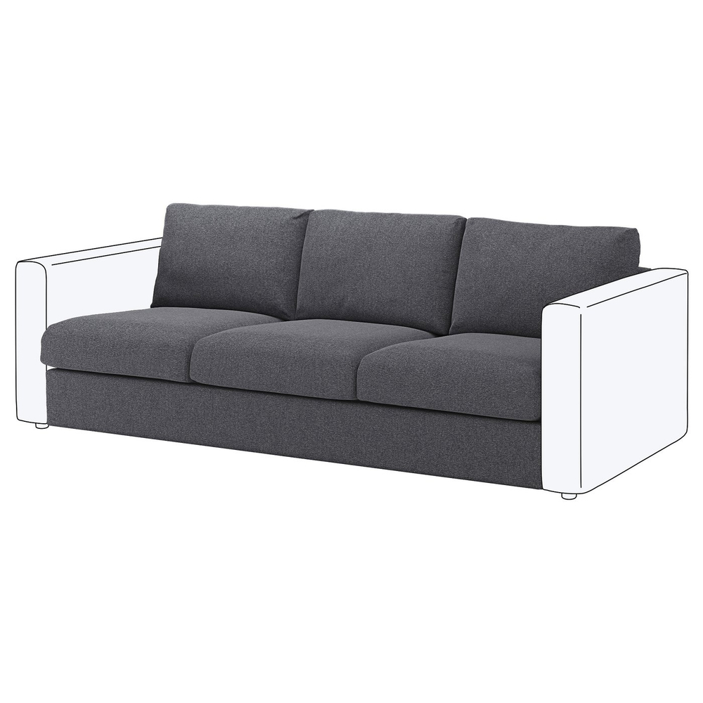 IKEA VIMLE  (ИКЕА ВИМЛЕ)  -  Чехол на диван 3-местный - Гуннаред средне-серый