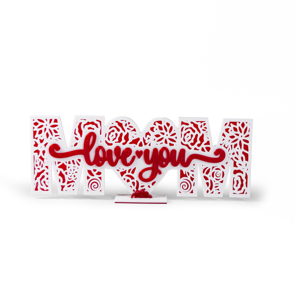 Табличка интерьерная "Love you MOM", "Люблю тебя, мама", 3D печать